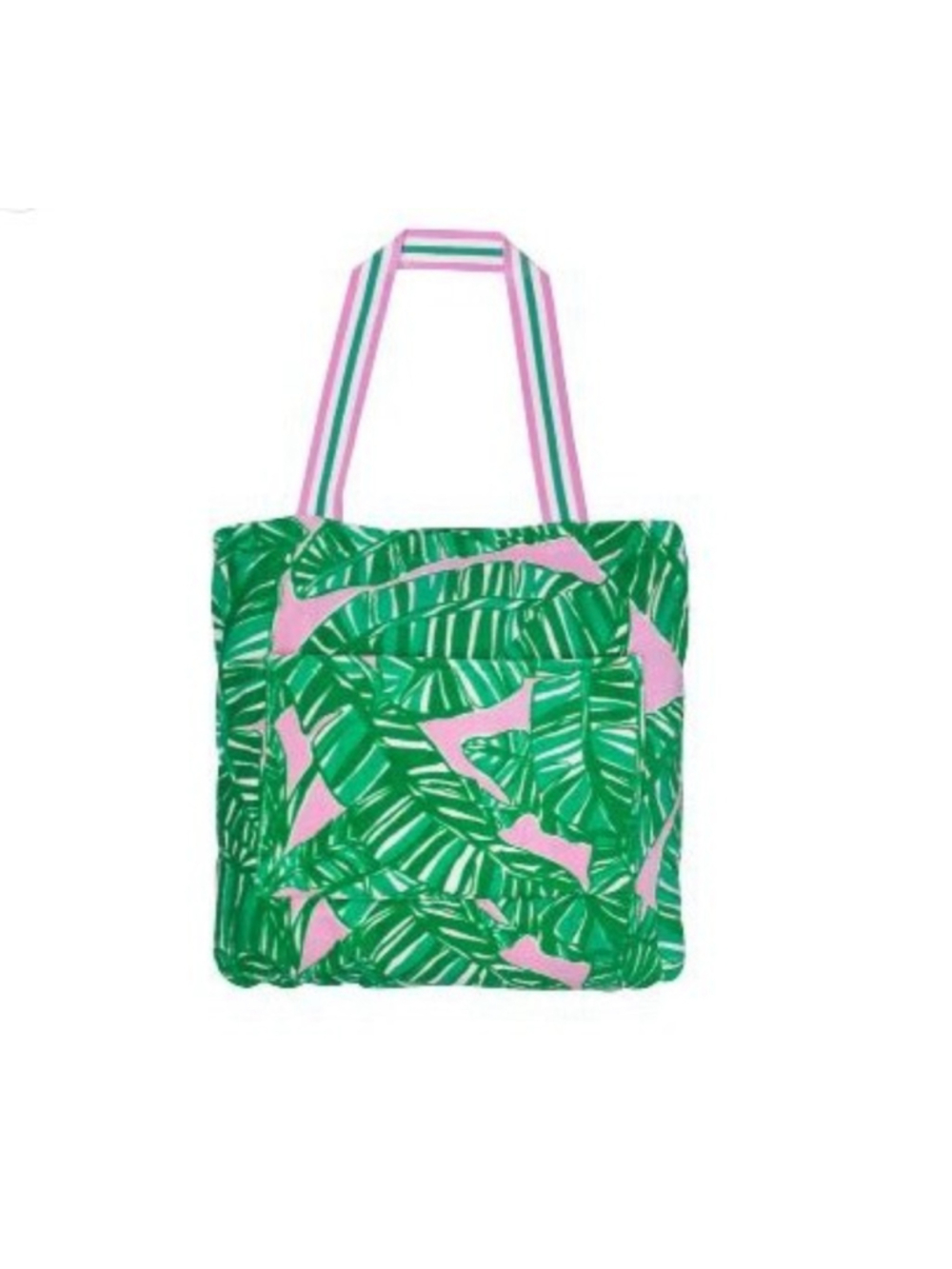 Lilly Pulitzer Green Pink Palm Leaf Beach Towel Tote Bag Let's Go Bananas